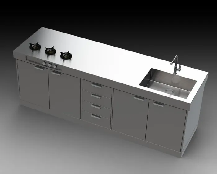 Progetto cucina inox - render generale