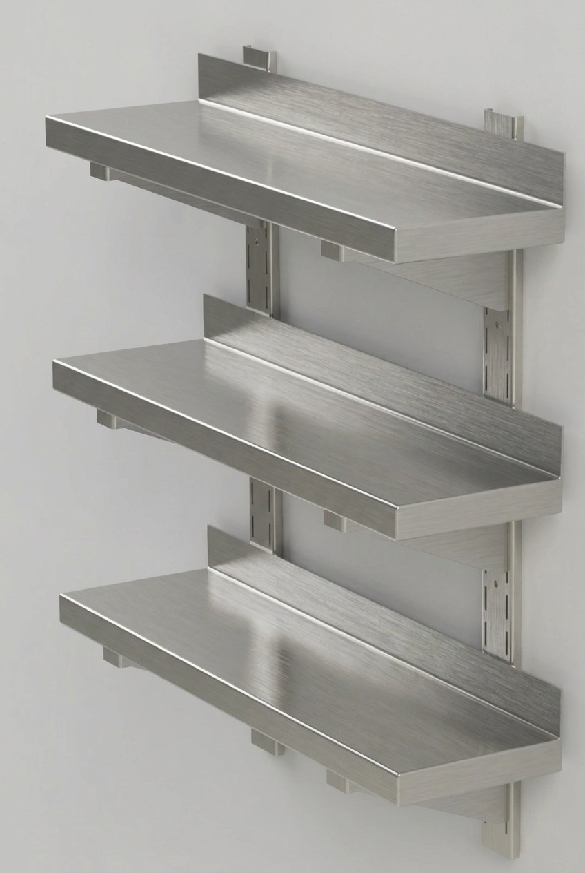 Scaffalatura pensile modulare in acciaio inox AISI 304 - 3 mensole